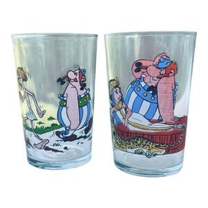 VTG Asterix & Obélix Collection Glass '68 & '84 Set of 2